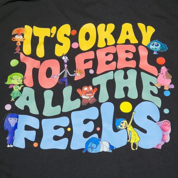 Inside Out Black Unisex Tee "It's Okay To Feel All The Feels" - Size Medium - Picture 4 of 5